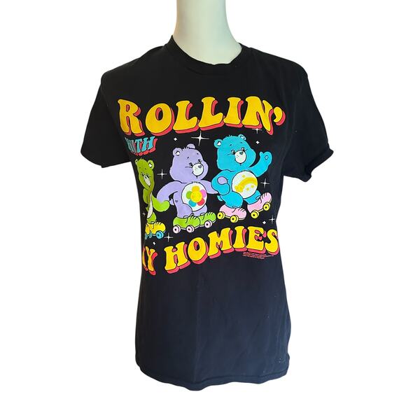Vintage Ladies Tee Care bear Rollin with my Homies Black Small - Picture 1 of 4